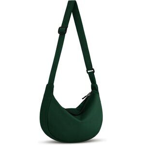 Women Deep Green Imported Polyester Crossbody Lightweight Crescent Sling Bag